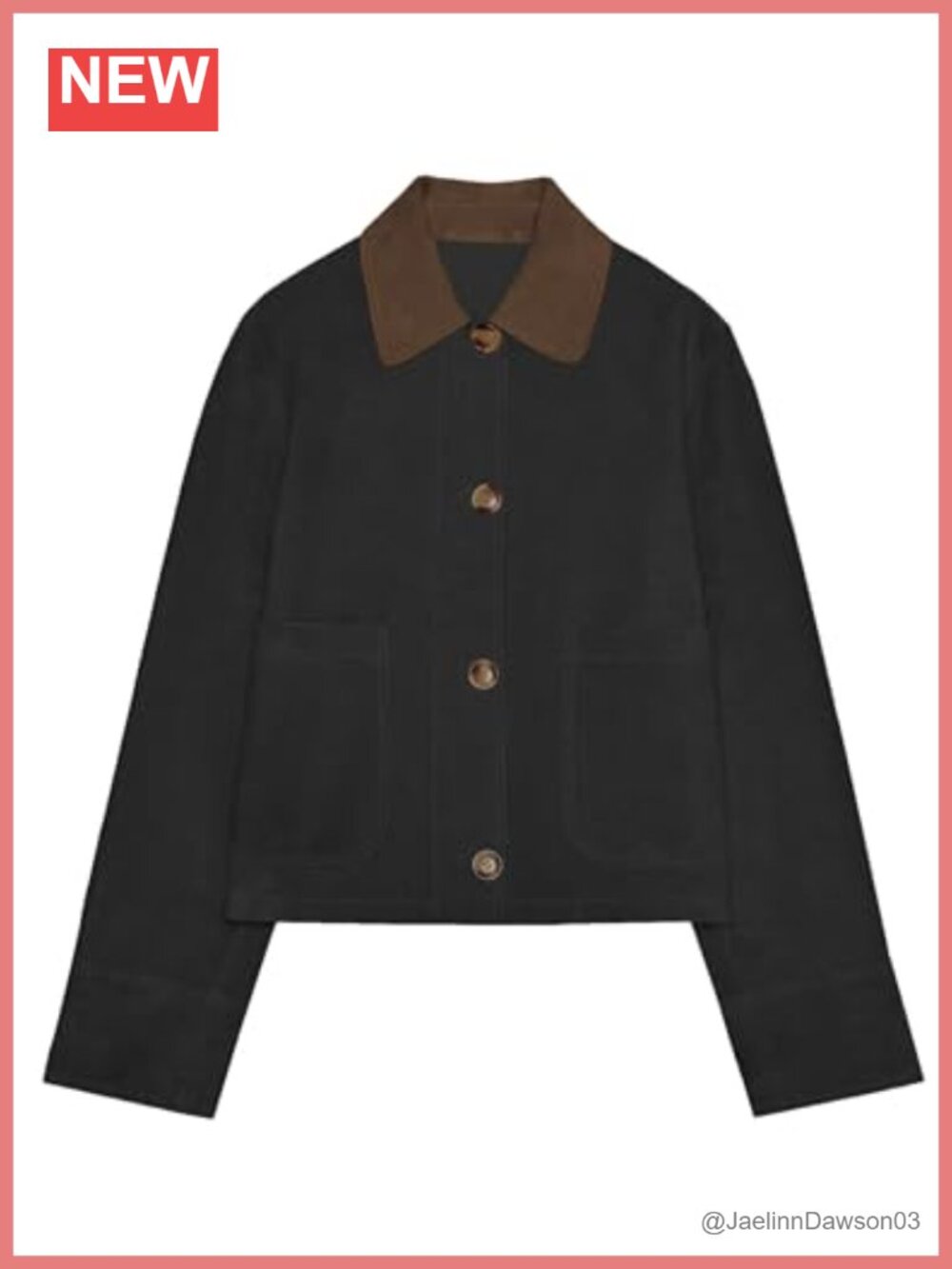 Faux Suede Button Down Shacket Contrast Lapel Cropped Jacket